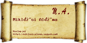 Miklósi Alóma névjegykártya